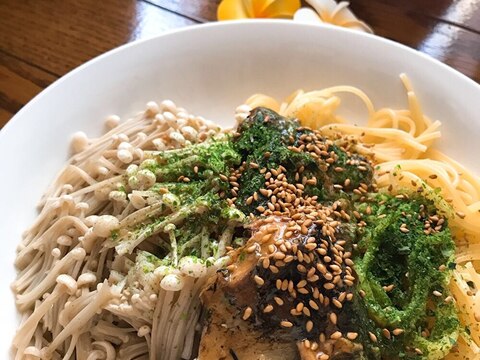 パスタ＊えのき&サバ缶照り焼き味